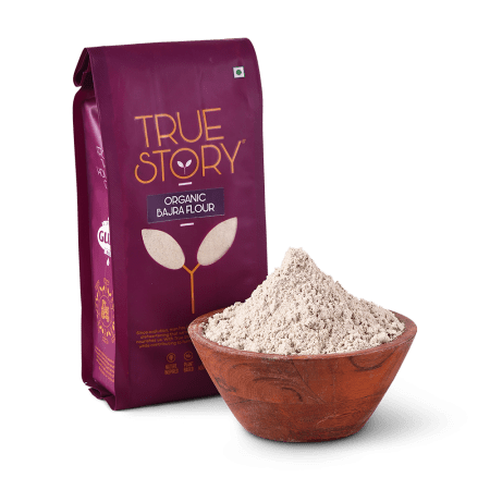 Organic bajra flour with flour bowl