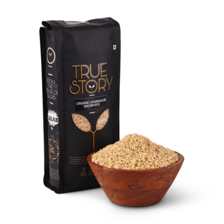 true story organic sonamasuri brown rice and organic sonamasuri brown rice in bowl