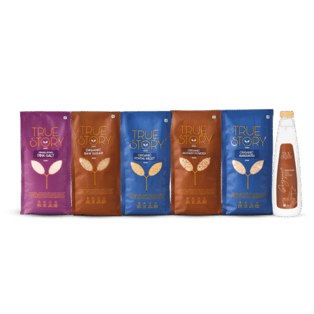 true story organic jaggery powder true story organic raw sugar true story organic cold pressed coconut oil true story pink salt true story organic foxtail millet true story organic amaranth